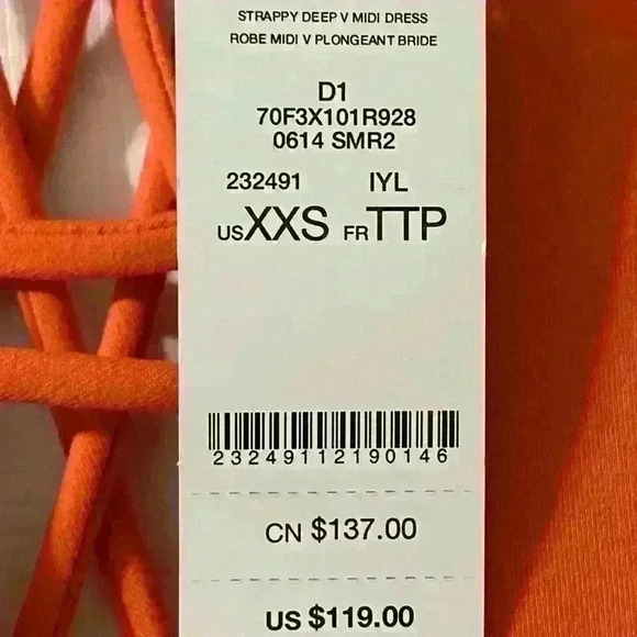 BEBE Orange Dress With Criss Cross Back - NWT - Size XXS - B40 - Picture 3 of 7